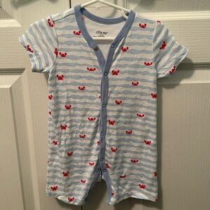 Little me 12 m short sleeve shorts romper with crabs
